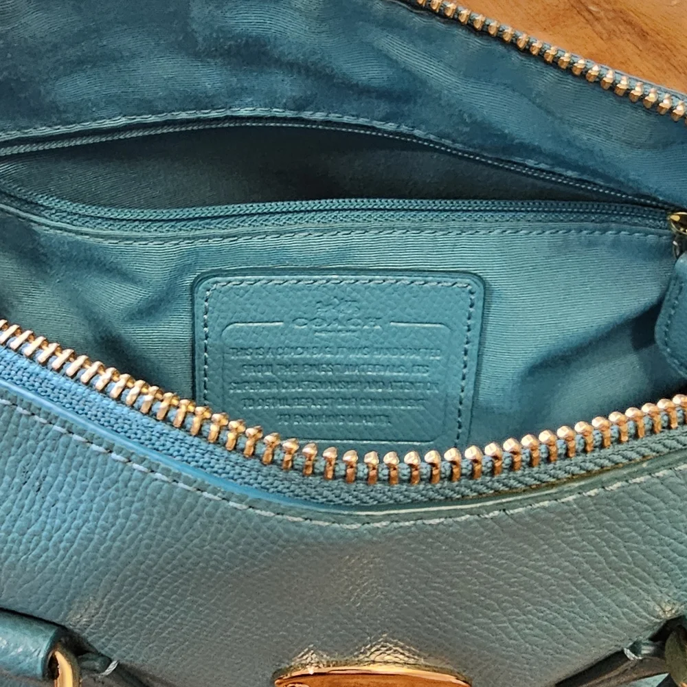 Coach Teal Leather Satchel - Picture 4 of 4